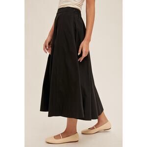 Poplin Midi Swing Skirt With Pockets